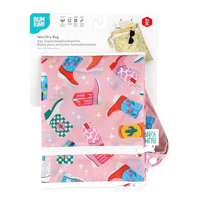 Bumkins Waterproof Wet Dry Bag for Baby, Swim Suit, Cloth Diaper, Pump Parts