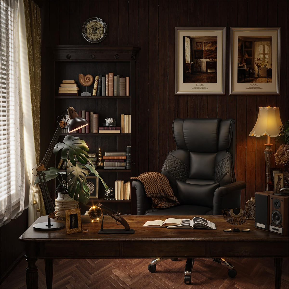 Ergonomic Office Chair with Footrest, Criss Cross Legged Desk Chair with Flip-Up Arm, Wider Thicker Spring Seat, Lumbar Support, Pet-Friendly, Big and Tall High Back Heavy Duty Executive Leather Chair