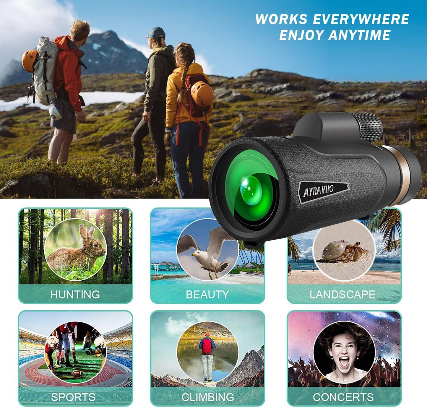 Birthday Gifts for Men Dad Husband Him Young, 12x60 Powerful Monocular Telescope with Phone Adapter & Tripod, SMC & BAK4 Prism, for Fathers Day, Hiking Gifts for Outdoors Lover