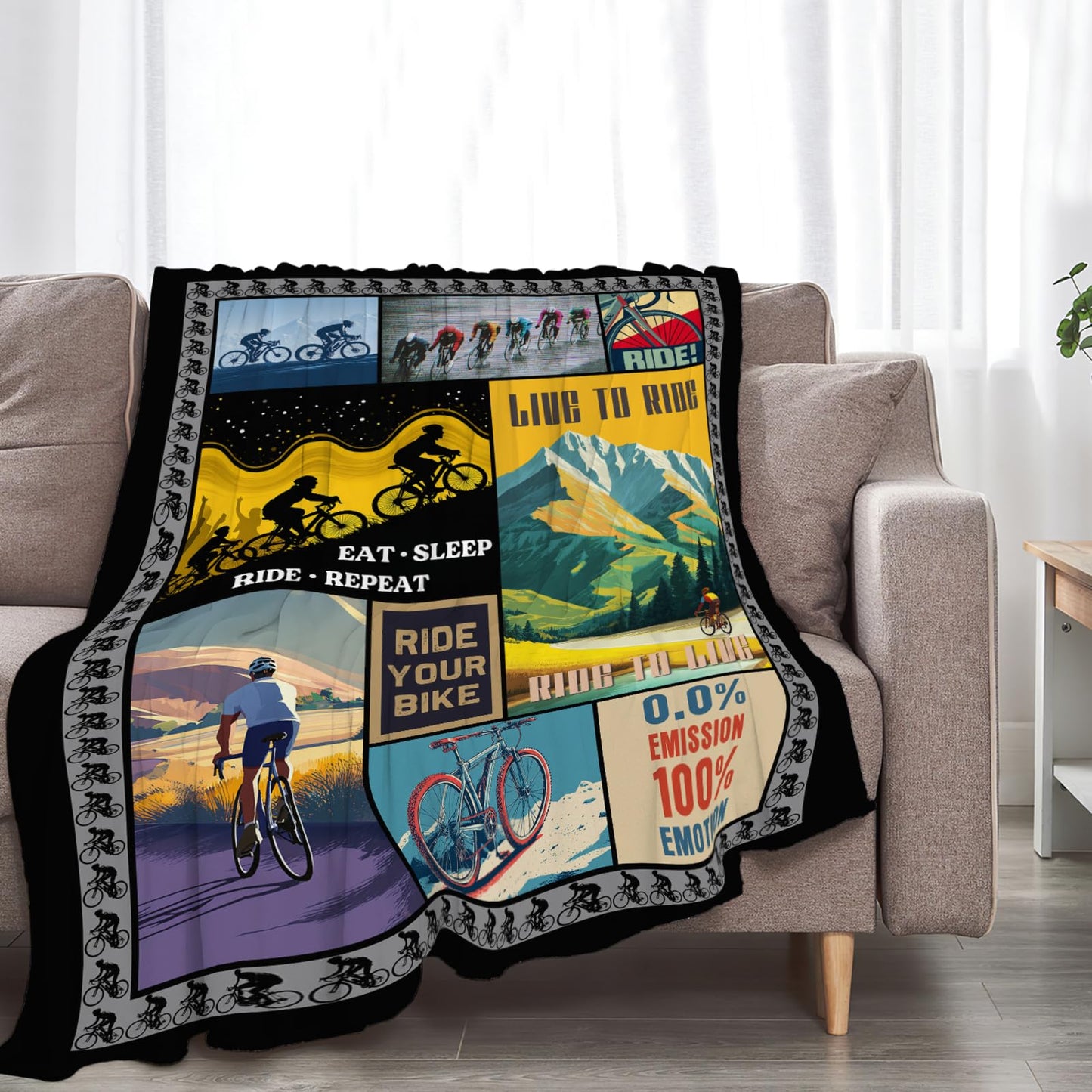 Bicycle Cycling Blanket Mountain Biking Lover Throw Blankets Gifts for Girls Boys Kids Soft Cozy Fleece Plush for Couch Sofa Bed 50"x40"