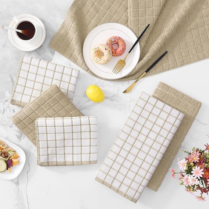 Homaxy Premium Cotton Kitchen Towels 16"x 28", Large Natural Ring Spun 390 GSM