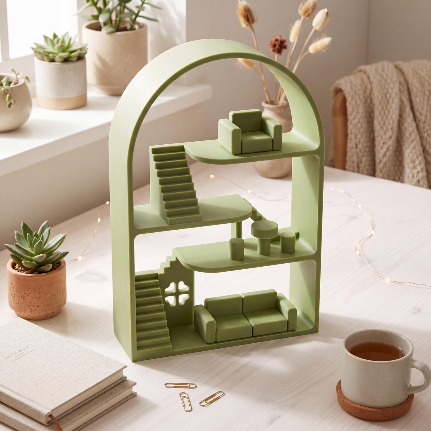 Sliner Green Display Shelf Compatible with Small Figures, Blind Box Glow in the Dark Figures Organizers Stand, Decorative Storage Stand for Collectible Figurines
