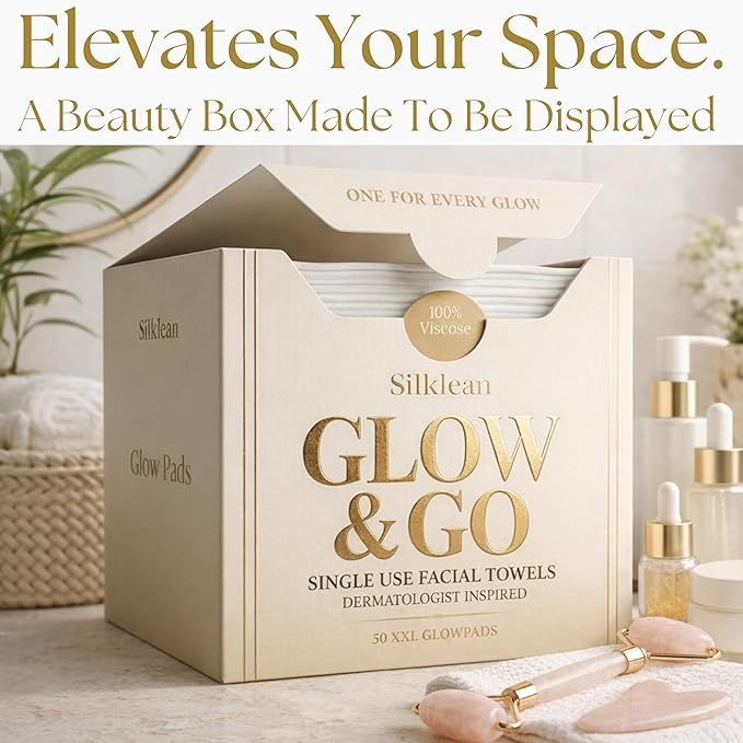 Glow & Go XL Disposable Face Towel 10x15 Inch, 100% Biodegradable Premium Towels