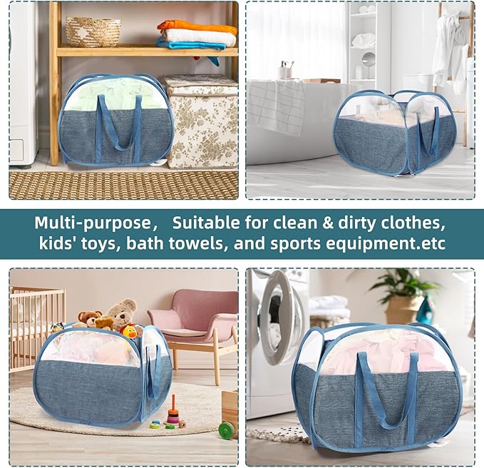 Durable Collapsible Laundry Basket, 90L Clothes Hampers