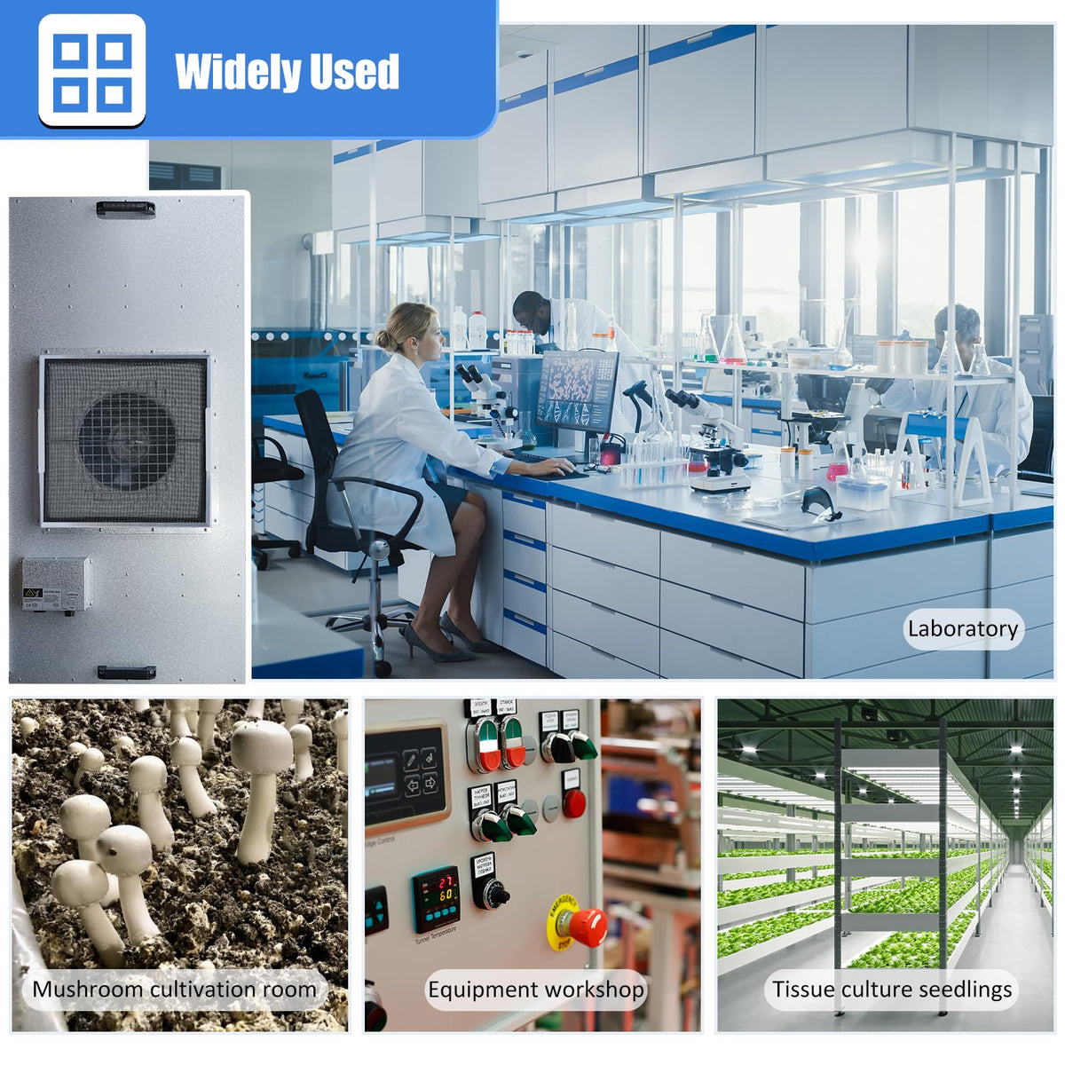 HEPA H14-Filter Laminar Flow Hood Updated FanFilter Unit(Include HEPA Filter)100/ISO Class 5 Cleanroom/Laboratory/Cleanroom/Mushroom Room, Laminar Air Flow Hood(46.2"x22.6"110V)