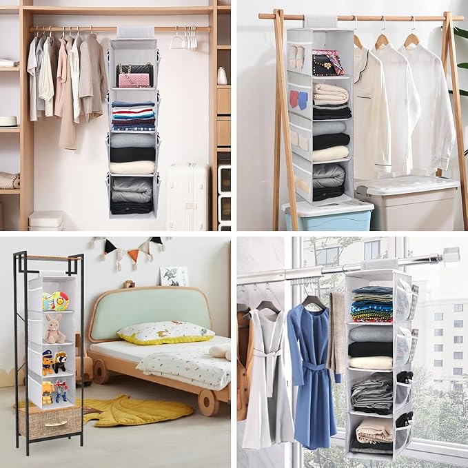 PetsHome 4-Shelf Hanging Closet Organizer, Space Saver, Closet Hanging Storage