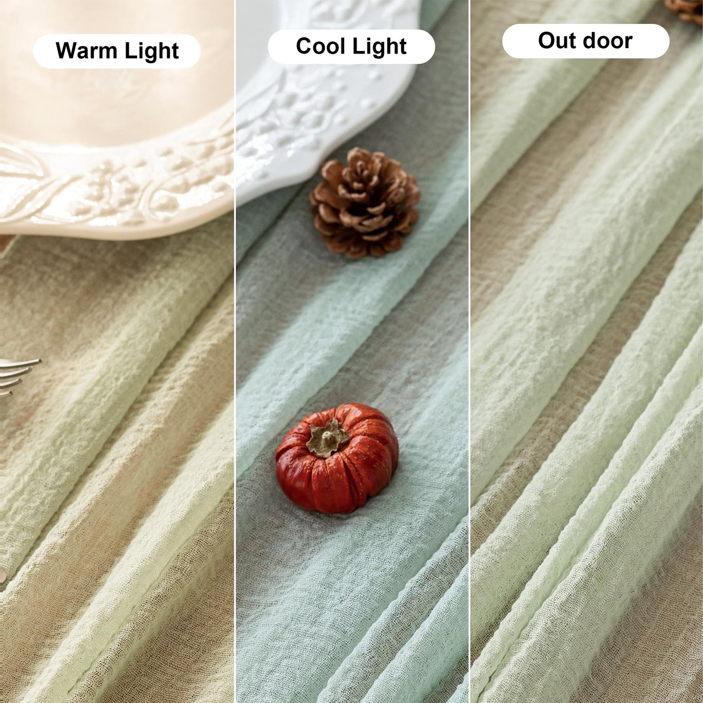 Keketoarrange Sage Green Table Runner Cheesecloth 120 Inch 10 FT Rustic Boho Cheese Cloth Table Runner for Wedding Baby Shower Bridal Shower Sheer Gauze Centerpiece Spring Summer Home Decorations