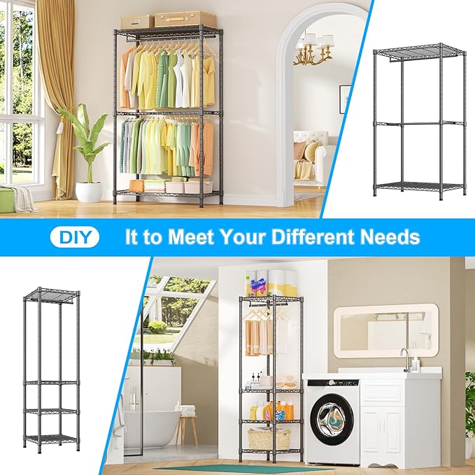Ulif E10 Clothes Rack(With Stretchable Hanger Rod)Freestanding Clothing Racks