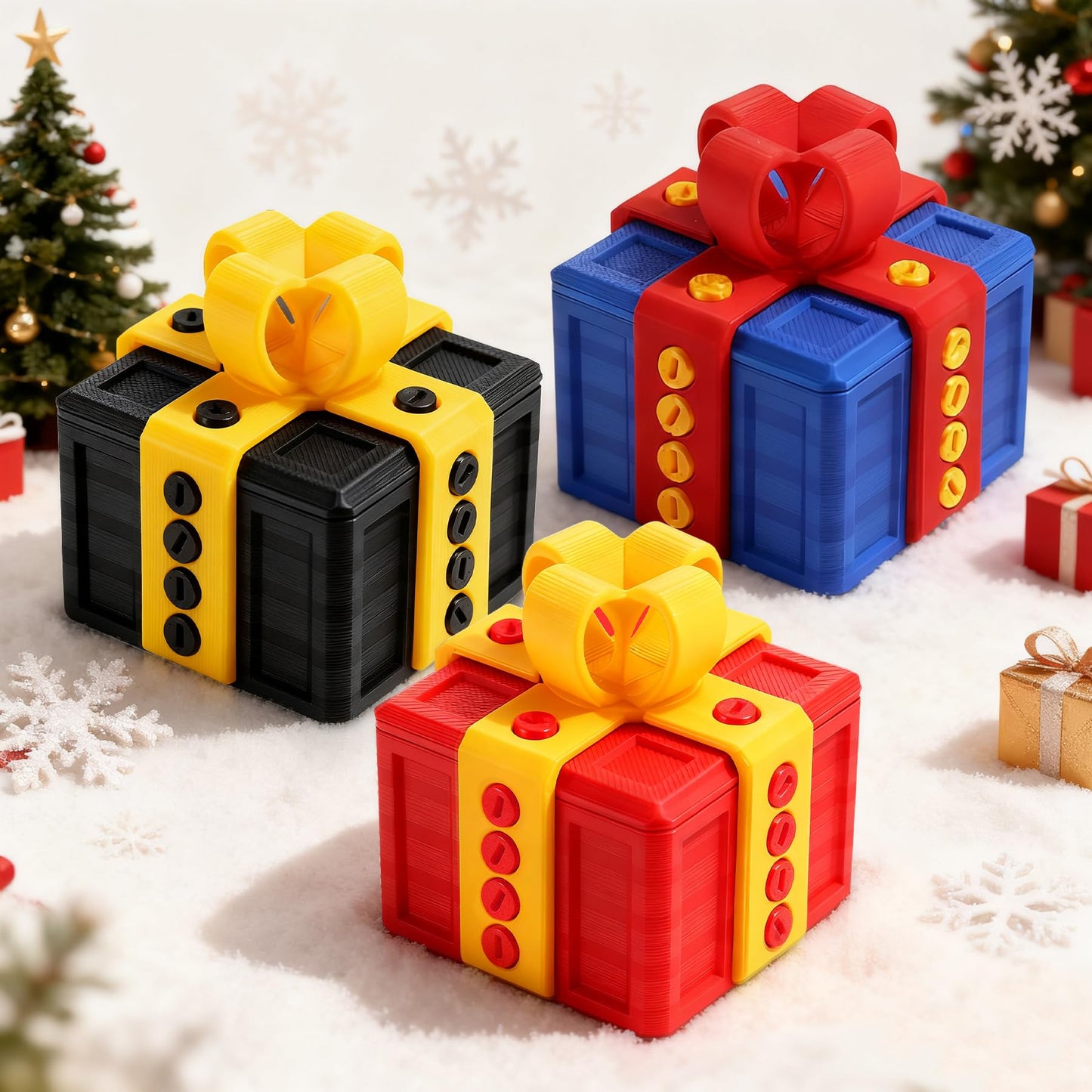 Prank Gift Box - 3.14in, 3D Printed Box with Screws, Surprise Funny Money Puzzle Box, Novelty Gift Boxes for Presents for Birthday, Valentines Day Gifts Party Favors Festival (Black Gold)