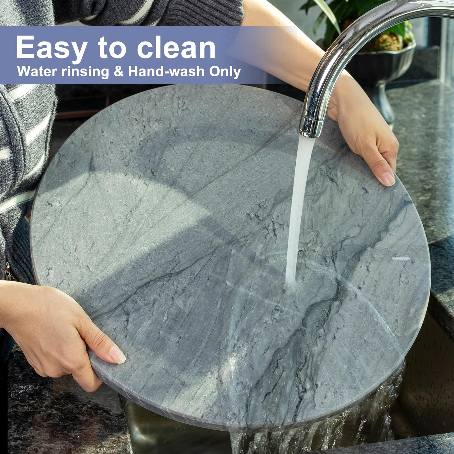 Koville 16" Grey Marble Pastry Cutting Board, Large Marble Cheese Serving Board for Kitchen Countertop, Stone Tray for Baking, Charcuterie, Trivet, Dough Pastry and Stone Cutting Boards