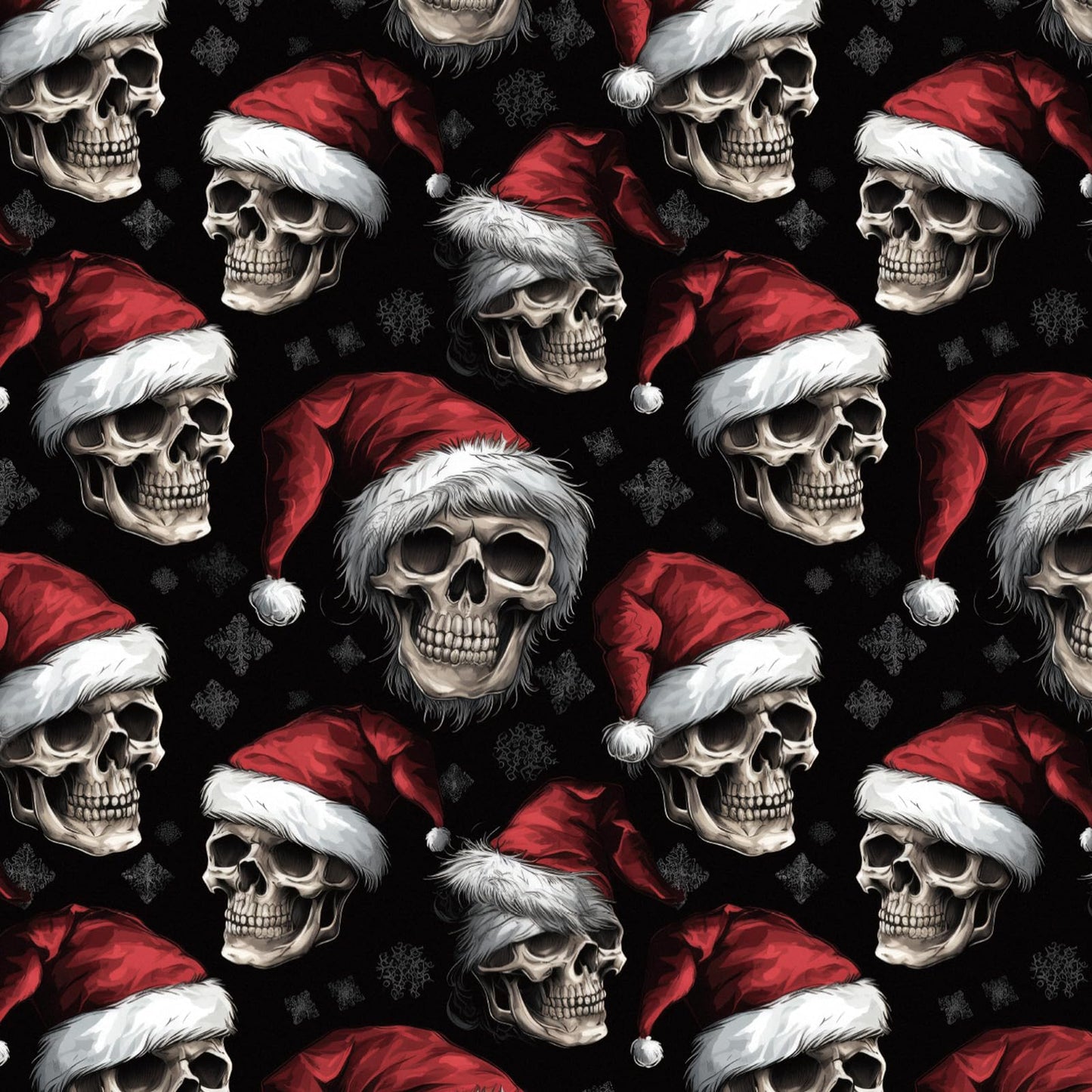 RUSPEPA Christmas Skull Wrapping Paper Roll, Mini Roll, Gothic Santa Skull with Red Hat and Snowflakes, Dark Holiday Gift Wrap for Alternative, Punk Party, 17 Inches x 16.4 Feet