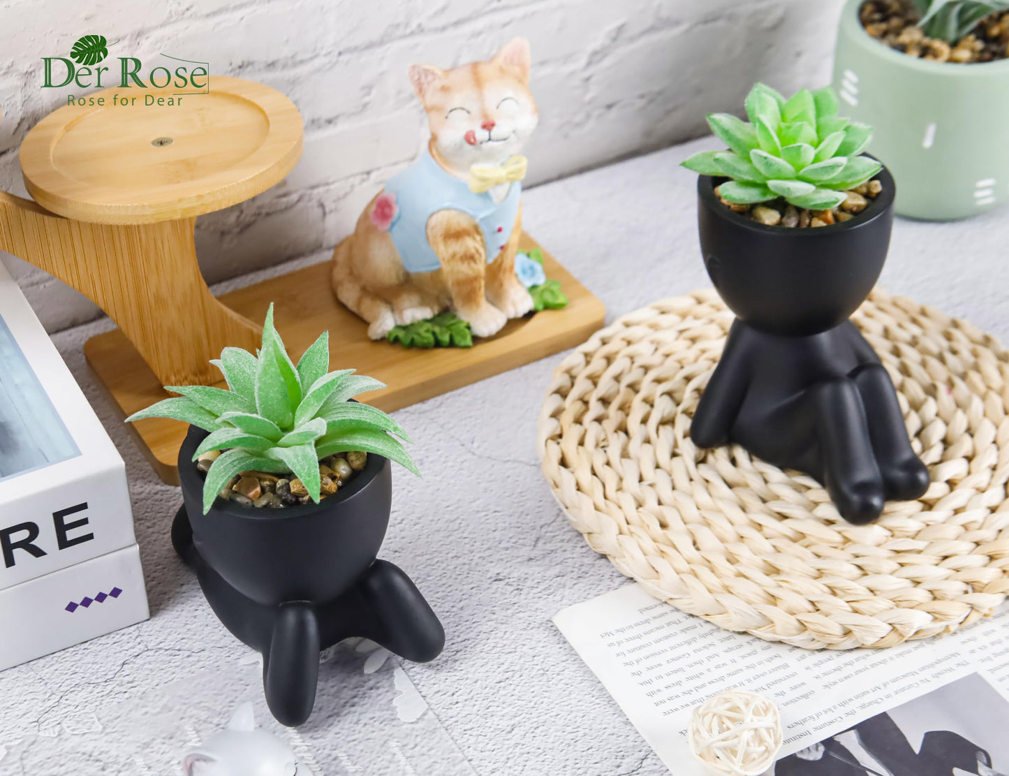 Der Rose 2 Pack Fake Plants Succulent Plants Artificial for Home Bathroom Living Room Office Decor