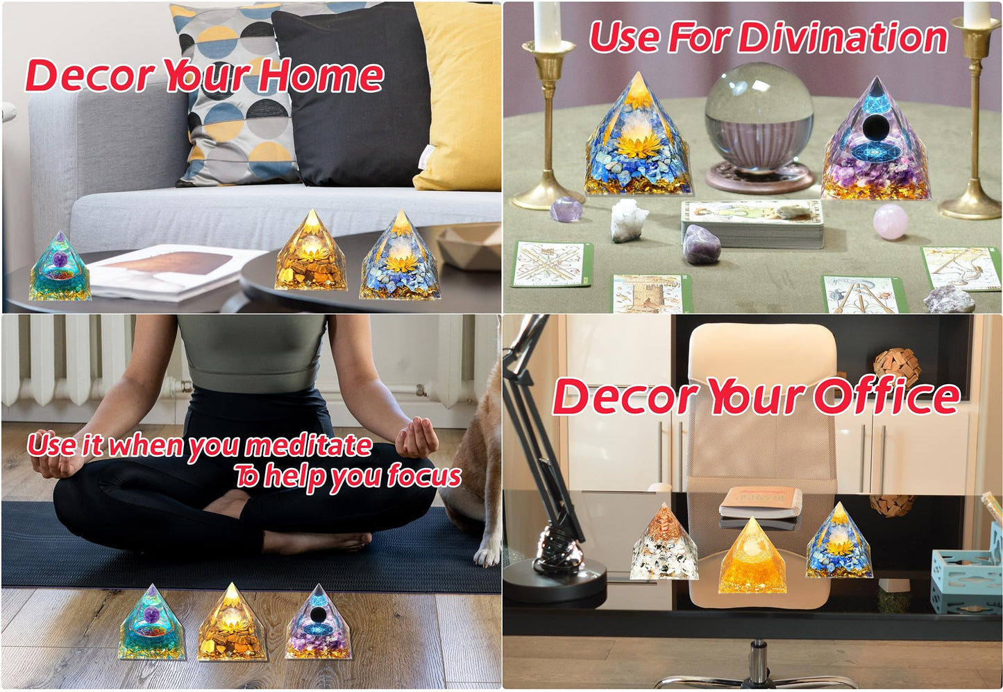 YATOJUZI 2.4" Healing Crystals Tower Amethyst Crystal Chakra Reiki Orgonite Gemstones for Attracts Lucky Positive Energy Wisdom Success Suit for Meditation Accessories Birthday Gifts for Women Men