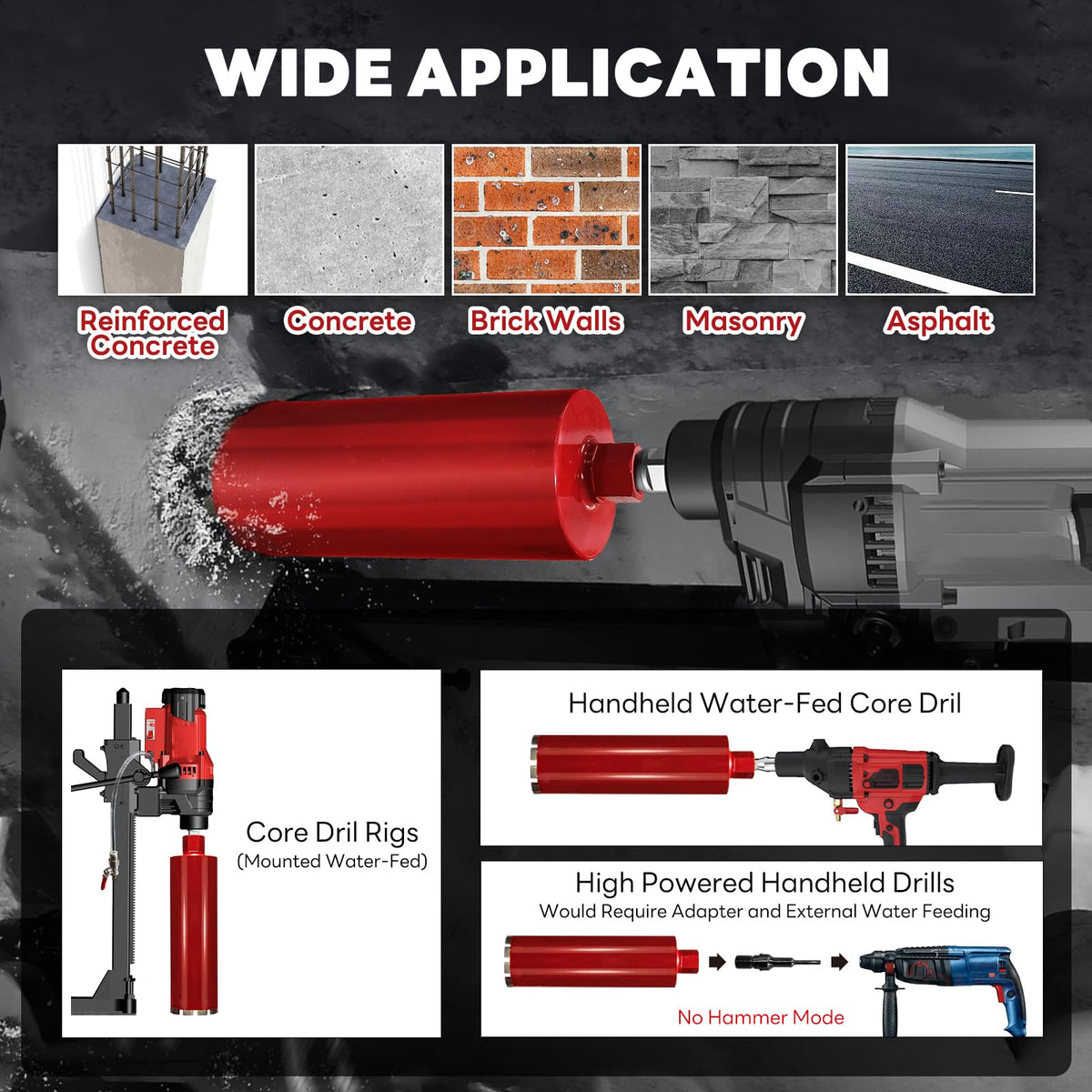 DaduoRi Premium 4-1/4" Wet Core Drill Bit for Hard Concrete with High-Density Diamond, Precision-Welded Segments, 1-1/4"-7 UNC x 14" Depth, Industrial Grade for Concrete Rebar, Brick, Masonry, Pavers