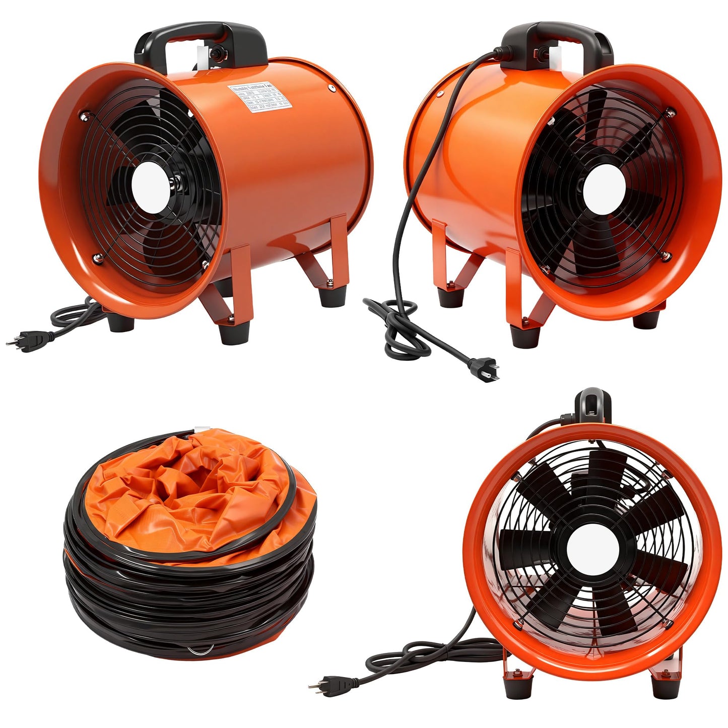 dreamdragon Upgraded 16-Inch Utility Blower Fan, Portable Industrial Exhaust Fan with 33ft Flexible Duct Hose, 3300 RPM Low-Noise Ventilator for Workshops Warehouses and Basements