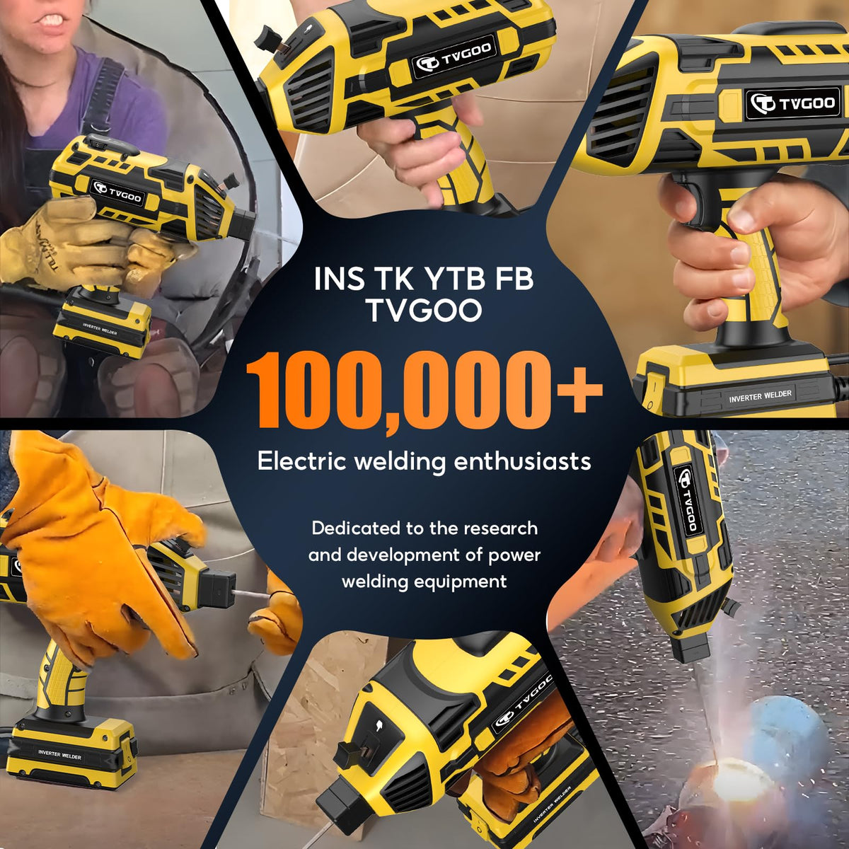 Tvgoo Portable Handheld Welding Machine - 110V IGBT Inverter Handheld Welder, 20-120A Portable ARC Welder with 5 Variable Current Adjustments,Hot Start & Anti-Stick for 3/32"-1/8" Welding Rods(Yellow)