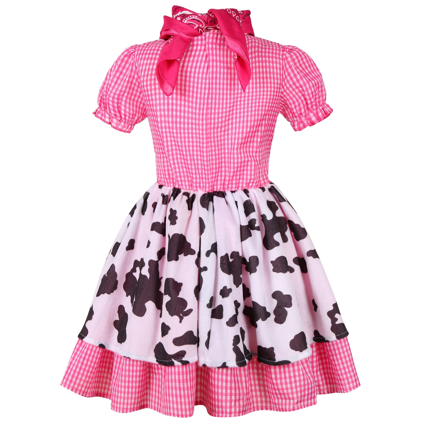 Ekoropshop Cowgirl Costume for girls West Cowgirl Halloween Outfit Dress with Pink Cowboy Hat-S