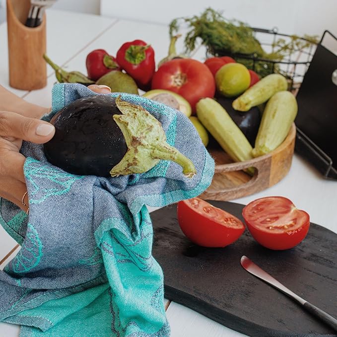 sea me at home Dish Towels for Kitchen, Jacquard Tea Towel Set, Stylish and