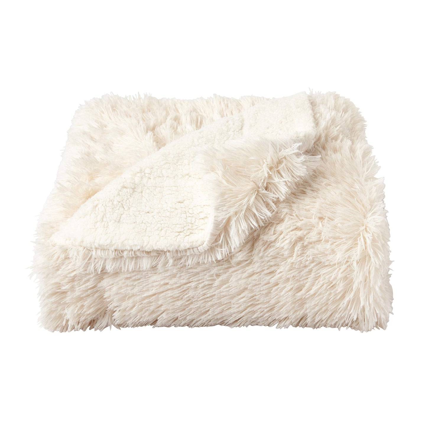 Throw Blanket for the Couch - Luxurious, Soft Faux Fur Fluffy Comforter - Hypoallergenic, Long Pile Blanket with Sherpa Back by Bedford Home (White)