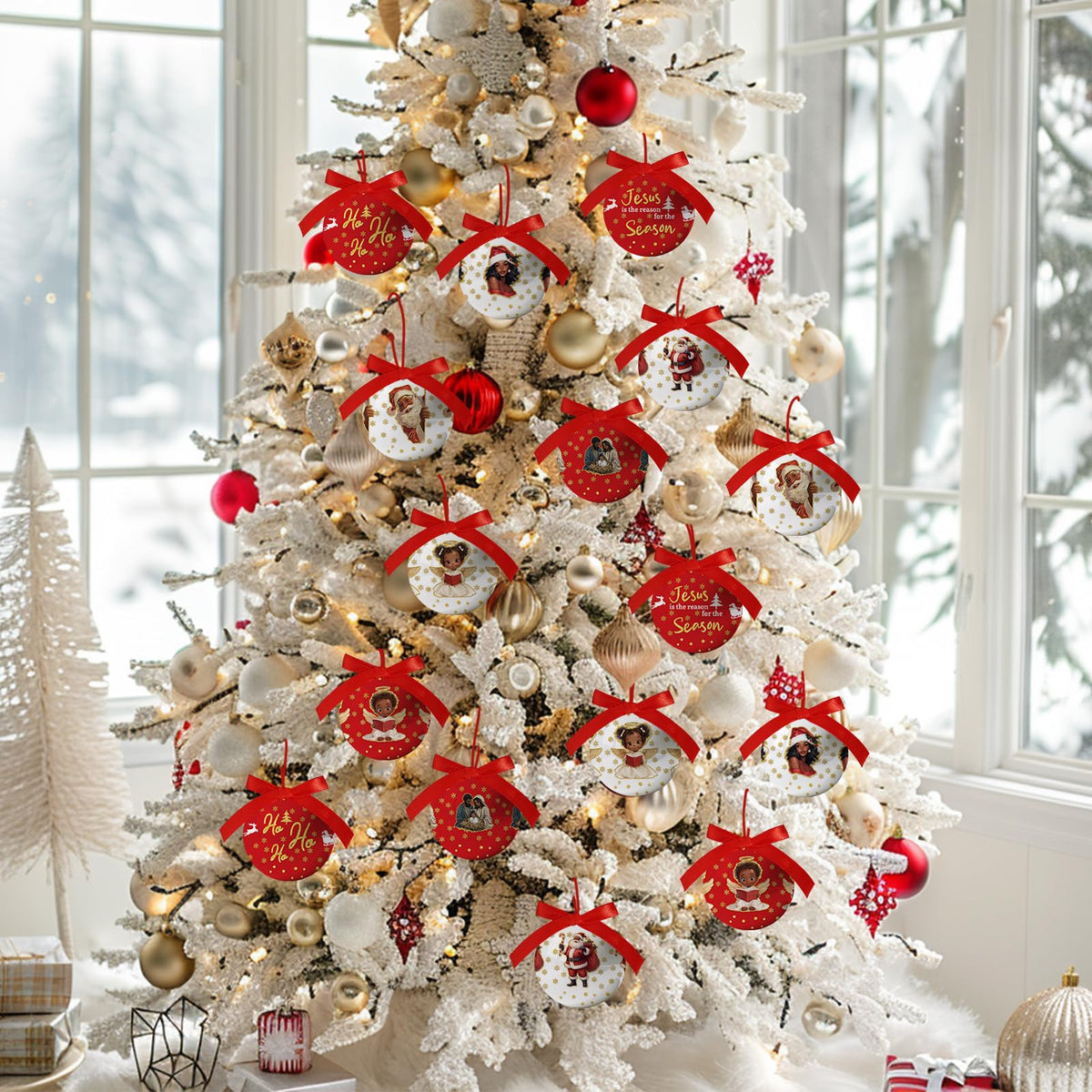 Black Santa Christmas Decorations - Black Santa Ornaments Hanging Balls African American Christmas Tree Decorations, Decoration Ball 2.36 Inch for Xmas Tree Party Home Holiday,Xmas Gifts Set of 16Pcs