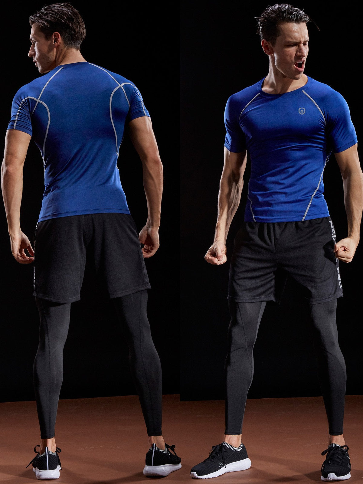 NELEUS Men's 3 Pack Compression Baselayer Athletic Workout T Shirts,5022,Black,Grey,Red,US L,EU XL