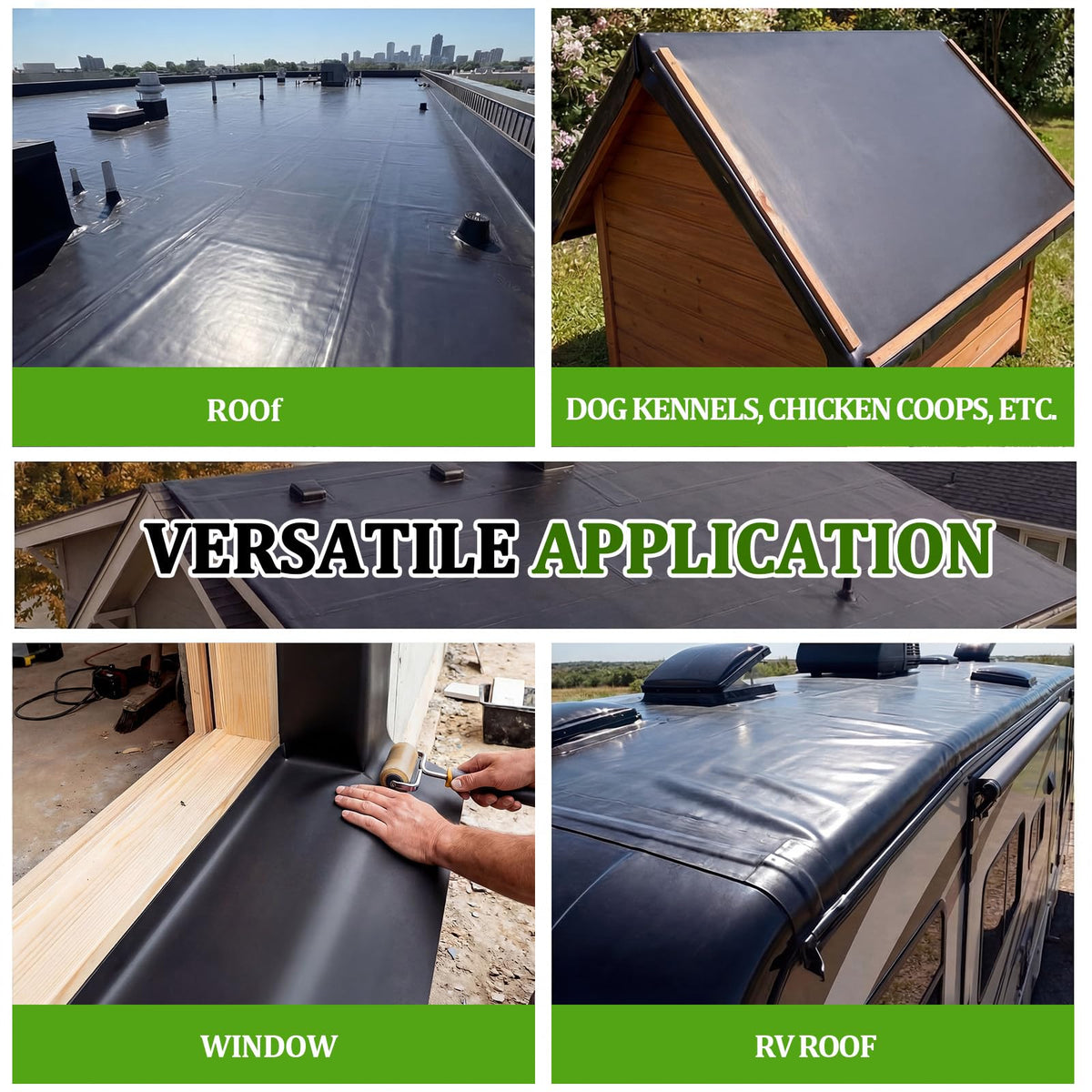 Pushglossy 1 Roll EPDM Rubber Roofing Membrane 39" x 15ft, Self-Adhesive Waterproof Underlayment, 50 Mil Reinforced Flat Roof Sheet, Ice and Water Sheet for RV, Shed, Garage and Patio