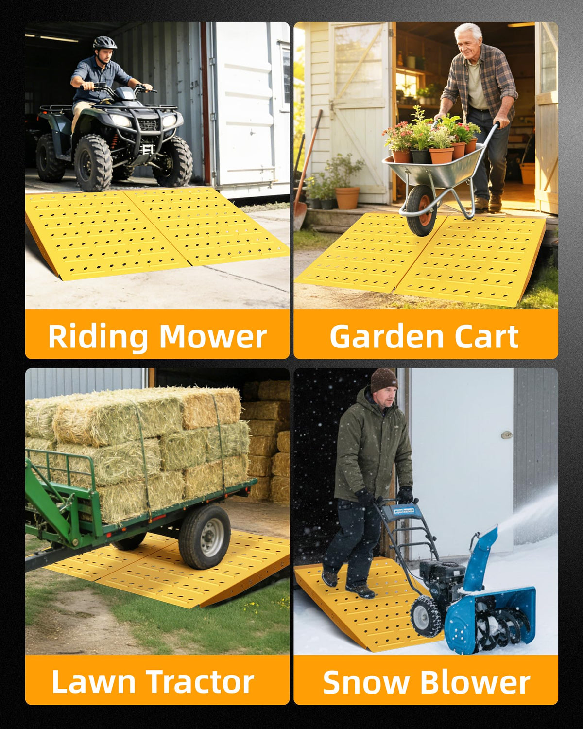VNN 29" x 24" Shed Ramp - Yellow Loading Ramp for Riding Mower, 1 Pack Ramps for Shed,900 LB Capacity Alloy Loading Dock Ramp for Garages, Barns