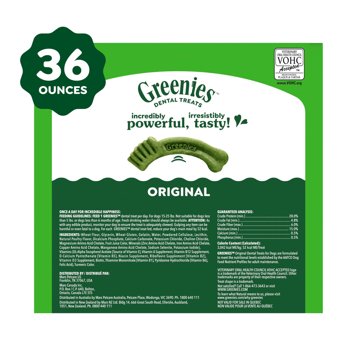 Greenies Veterinarian-Recommended Adult Natural Dental Dog Treats Petite Size, Dog Dental Chews, Original Flavor, 36 oz. Pack, 60 Count