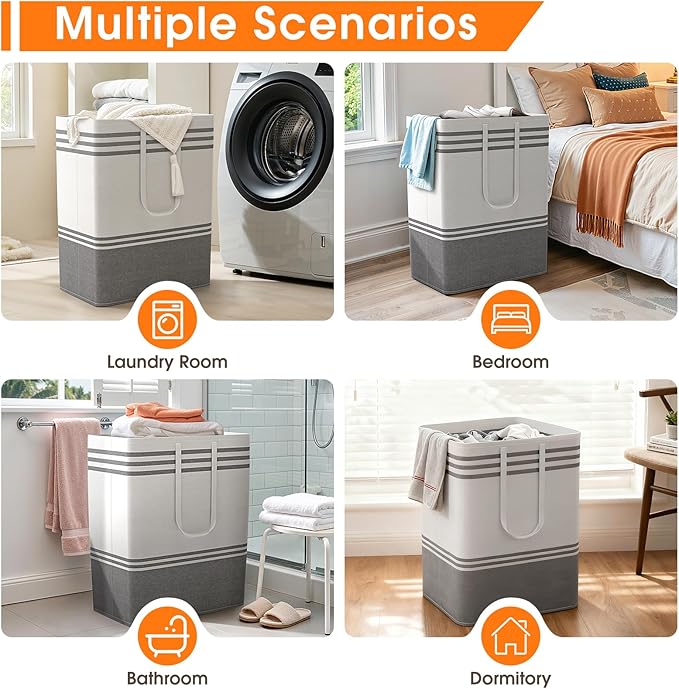2 Pack Large Home Laundry Basket, Laundry Hamper, Freestanding Waterproof Dirty