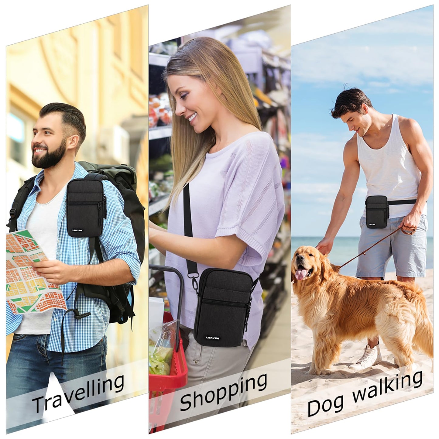 UBAYEE Crossbody Phone Bag with RFID Blocking for Men & Women – Lightweight Travel Passport Pouch & Secure Neck Wallet, Fits Up to 6.7" Phone, Dark Grey