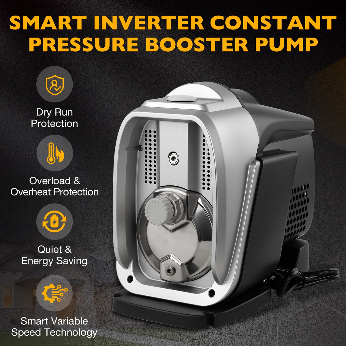 80 PSI Water Pressure Booster Pump, 115V Water Boosting Pump, Automatic Whole House Pump for Home & Apartment, Integrated Design for Shower, Garden, Irrigation