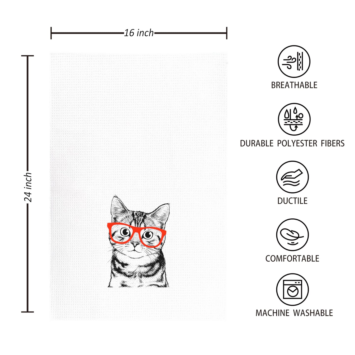 kunlisa Funny Cat Kitchen Hand Towels,Cat Mom Lover Lady Gifts for Women,Cute Hand Towels for Bathroom Kitchen Decor,16x24 Inch Set of 4
