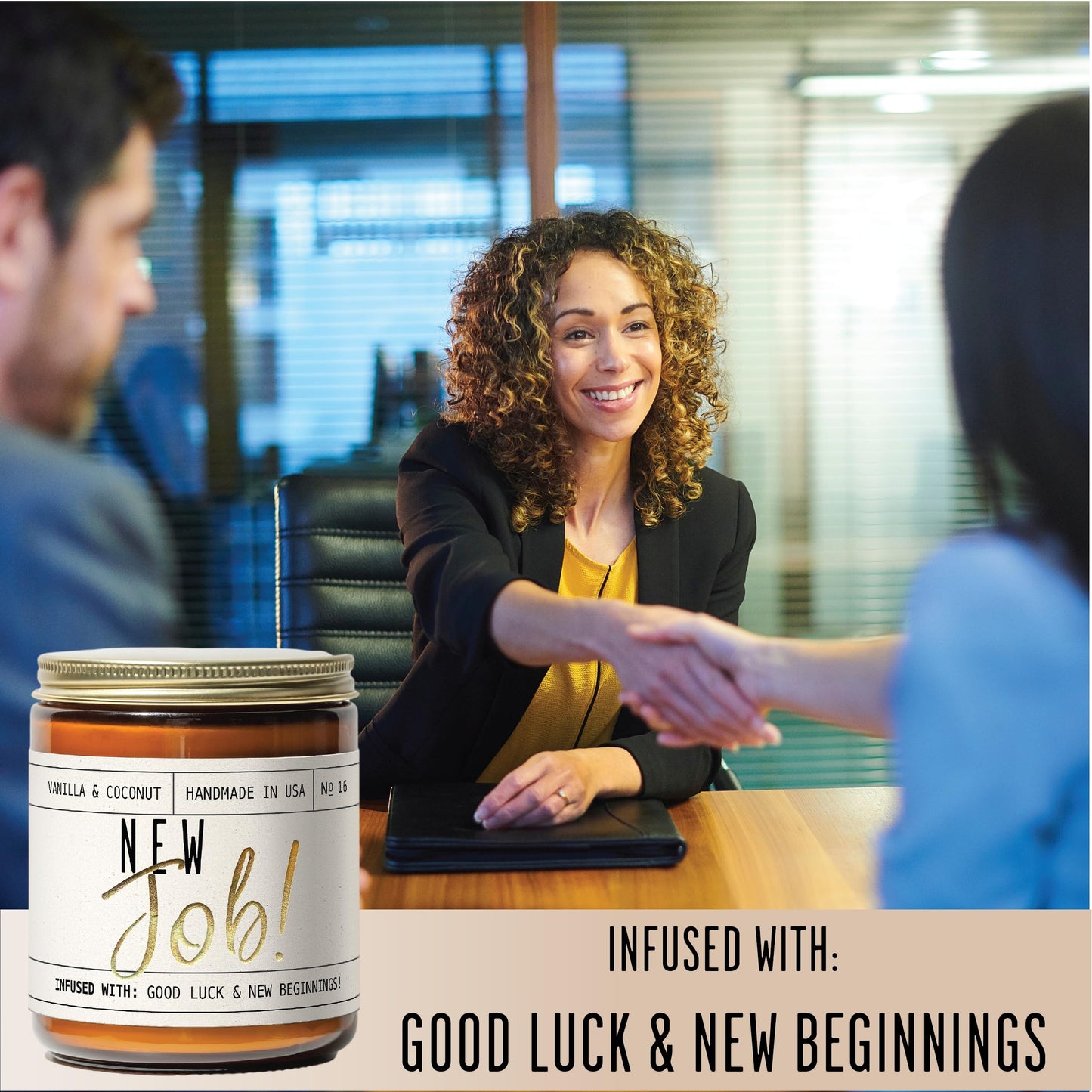 New Job Gifts for Women, Congratulations Gifts for Women - 'New Job Candle, w/Vanilla & Coconut I Job Promotion Gifts for Women I Leaving Job Gifts I Goodbye Coworker Gift I 50Hr Burn, Made in USA