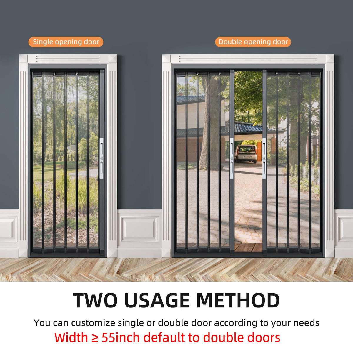 Vintarova Heavy-Duty Retractable Screen Door,Folding Door with Aluminum Frame and Durable Mesh, Keeps Bugs Out, Customize Size for Any Opening (Grey