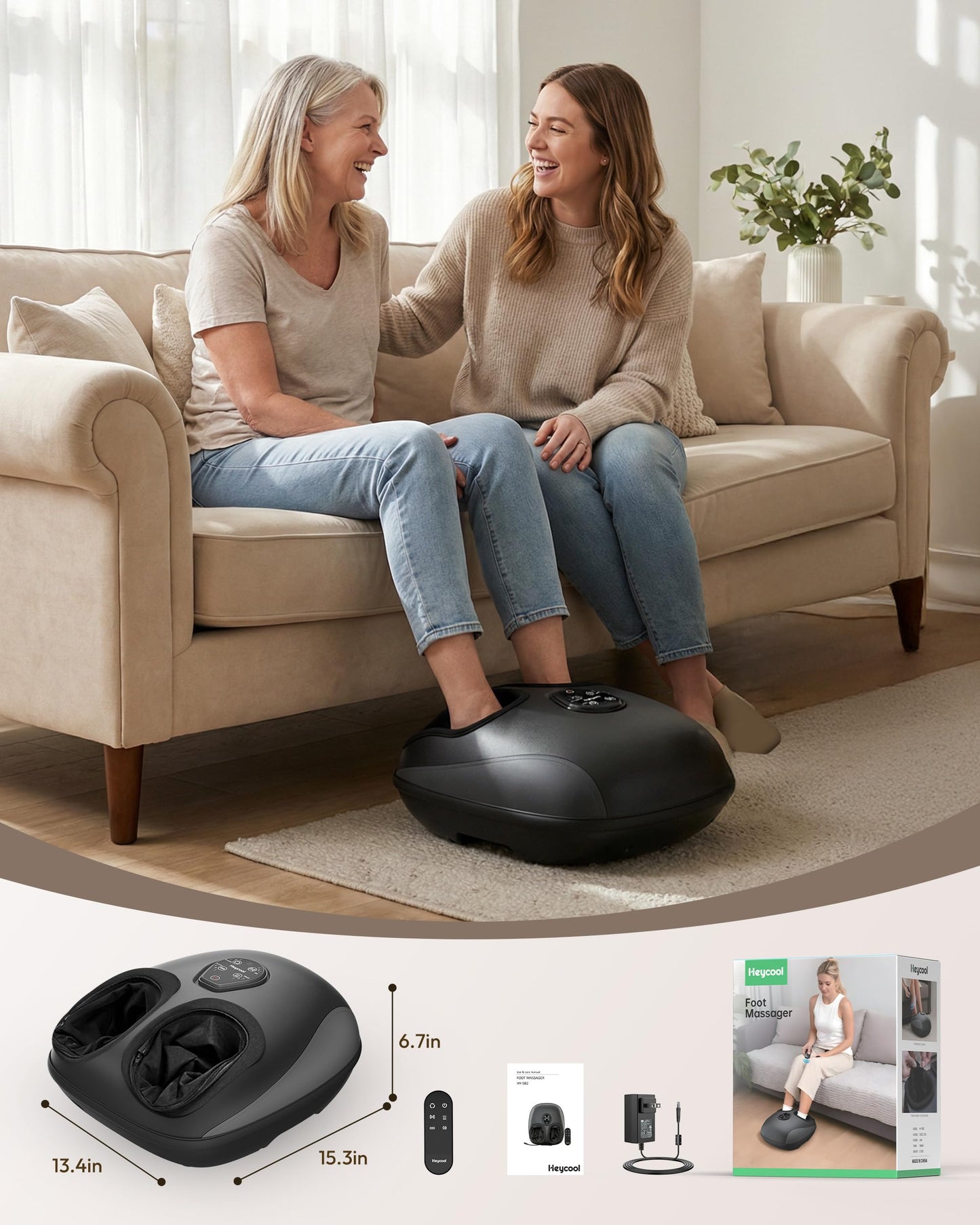 Heycool Fathers Day Dad Gifts, 2026 Upgraded Shiatsu Foot Massager FSA Eligible HSA, Remote Control, Foot Massager with Heat, Compression & Vibration Massage for Plantar Fasciitis, Neuropathy