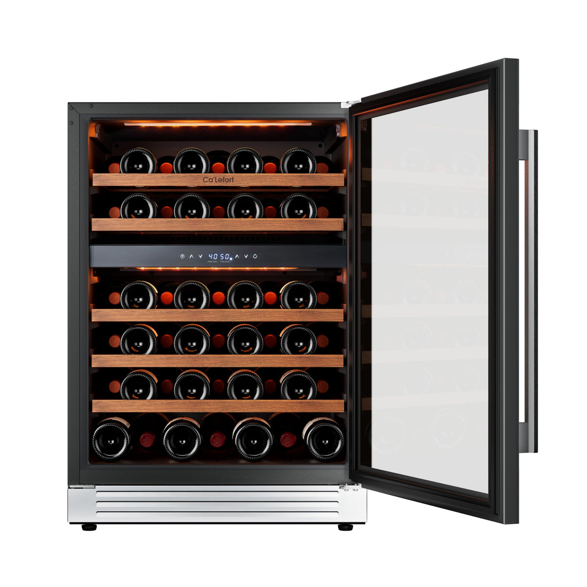 Ca'Lefort Wine Fridge & Cooler - 24 Inch 52 Bottle Wine Cooler Refrigerator, 40-65°F Dual Zone Wine Refrigerator Glass Door, 3 LED Built-in or Freestanding Fridge for Home/Bar/Kitchen (5.65 cu.ft)