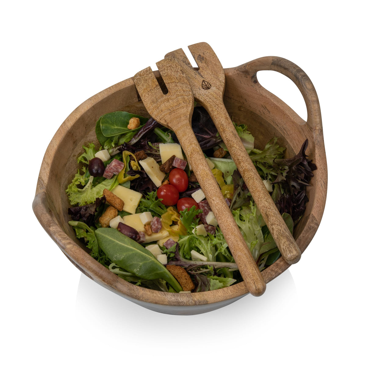 PICNIC TIME Ciotola Serving Bowl, Salad Bowl, Wooden Mixing Bowl, (Mango Wood)