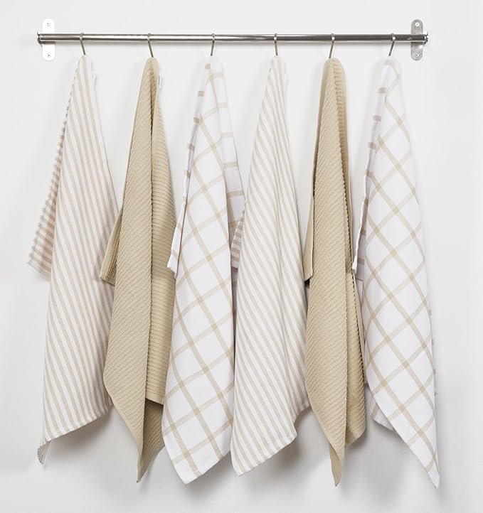 KAF Home Premium Kitchen Towels, Large 100% Cotton, Flat & Terry Absorbent Dish