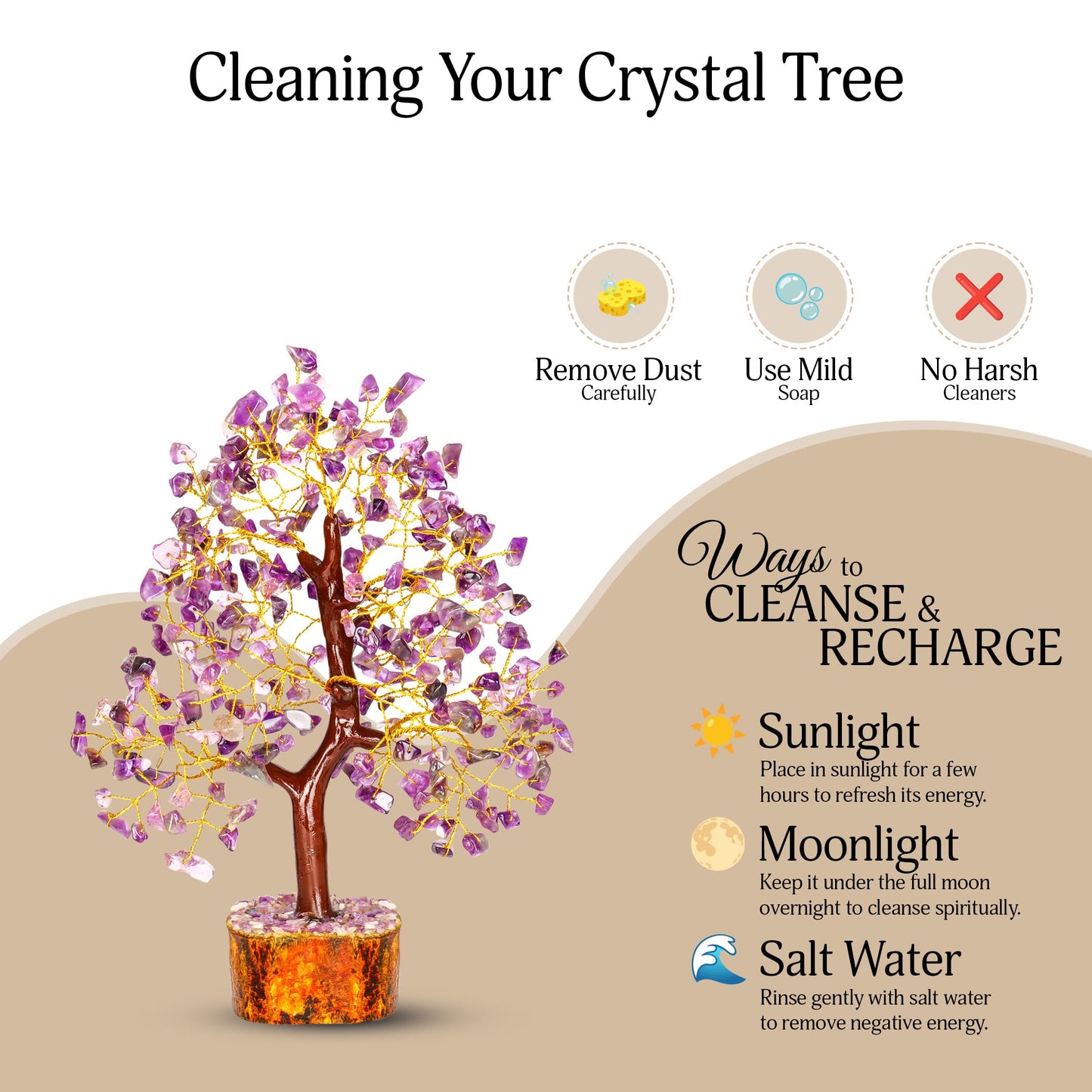 YATSKIA Amethyst Tree | Quartz Tree of Life | Healing Crystals | Bedroom Decor for Women | Boho Bedroom Decor | Sister Birthday Gifts | Gifts for Women Who Have Everything | 10 Inch
