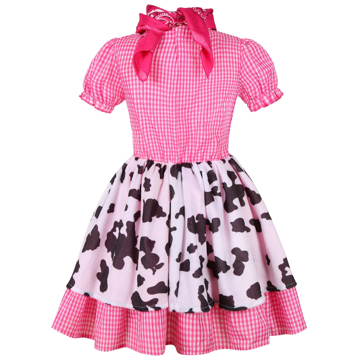 Nuehoryu Cowgirl Costume for Girls Western Outfit with Cowgirl Hat for Halloween Western Rodeo Dress Up (5-6 Years)