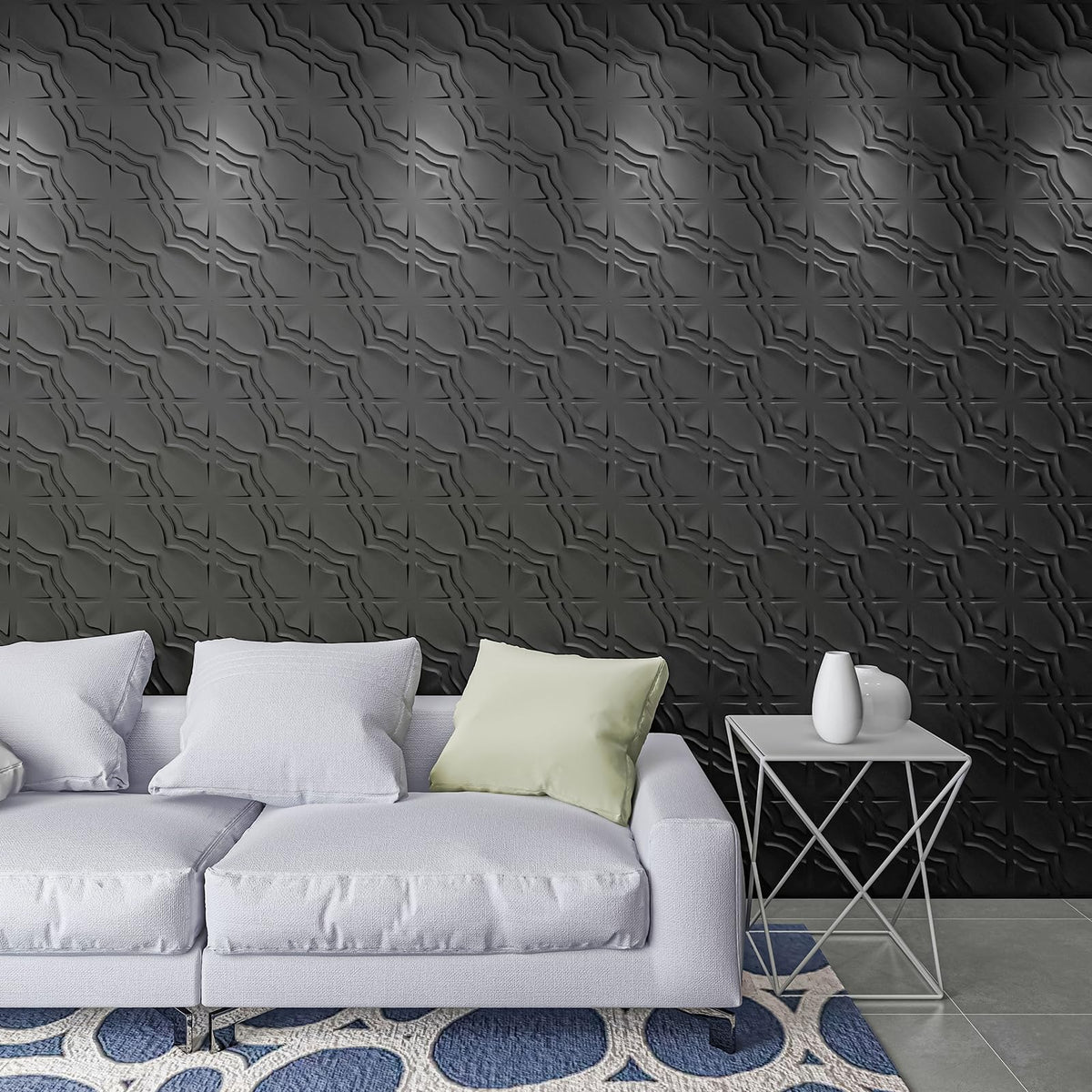 Art3dwallpanels 33 Pack 3D Wall Panel, 2 Different Effects PVC Textured Wall Panels for Interior Wall Décor, 12 x12 Inch Cover 32.Sq.Ft, Black