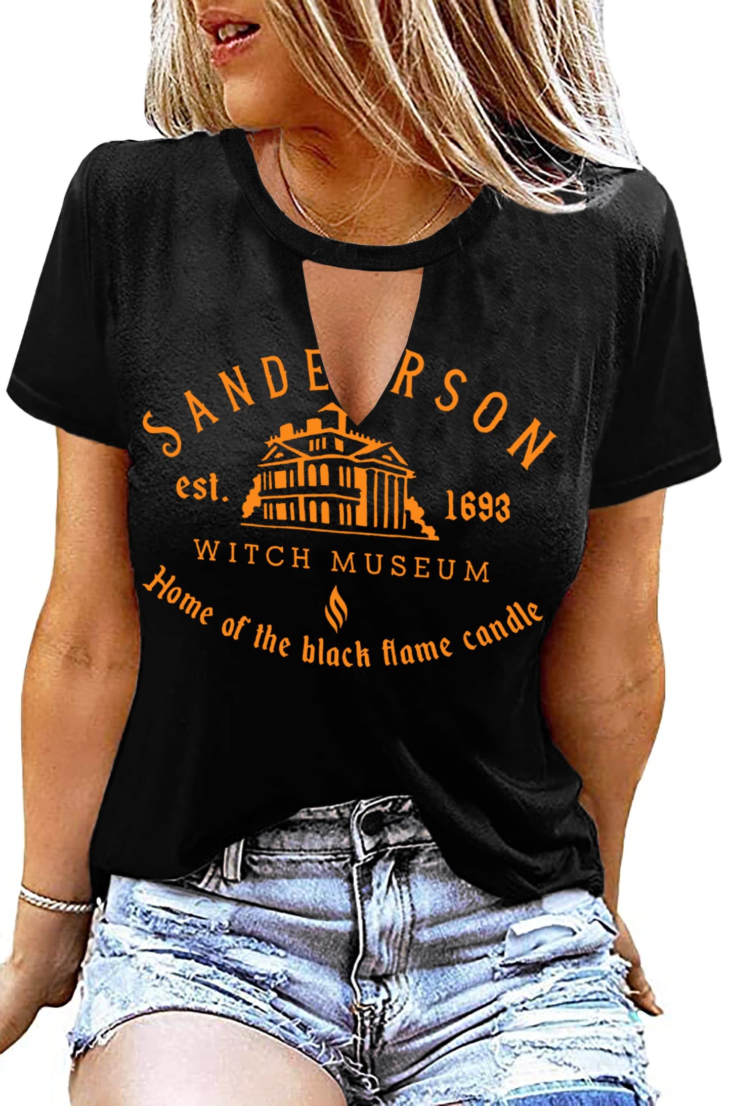MAIHUN Halloween Shirt for Women Hocus Pocus Shirts Sanderson Sisters Scary Movies T Shirt Horror Squad Tee Tops