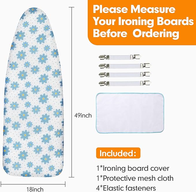 Ironing Board Cover and Pad, 21x54 Extra Large Thick Iron Padding, Scorch &