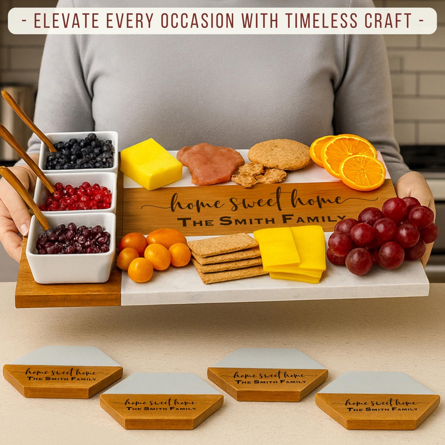 Personalized Charcuterie Board - Custom Large Cheese Boards for Wedding, Anniversary, New Home, Housewarming, Bridal Shower, Birthday, Mom, Grandma, Mother’s Day Gifts, Women, Couples, Engagement Gift