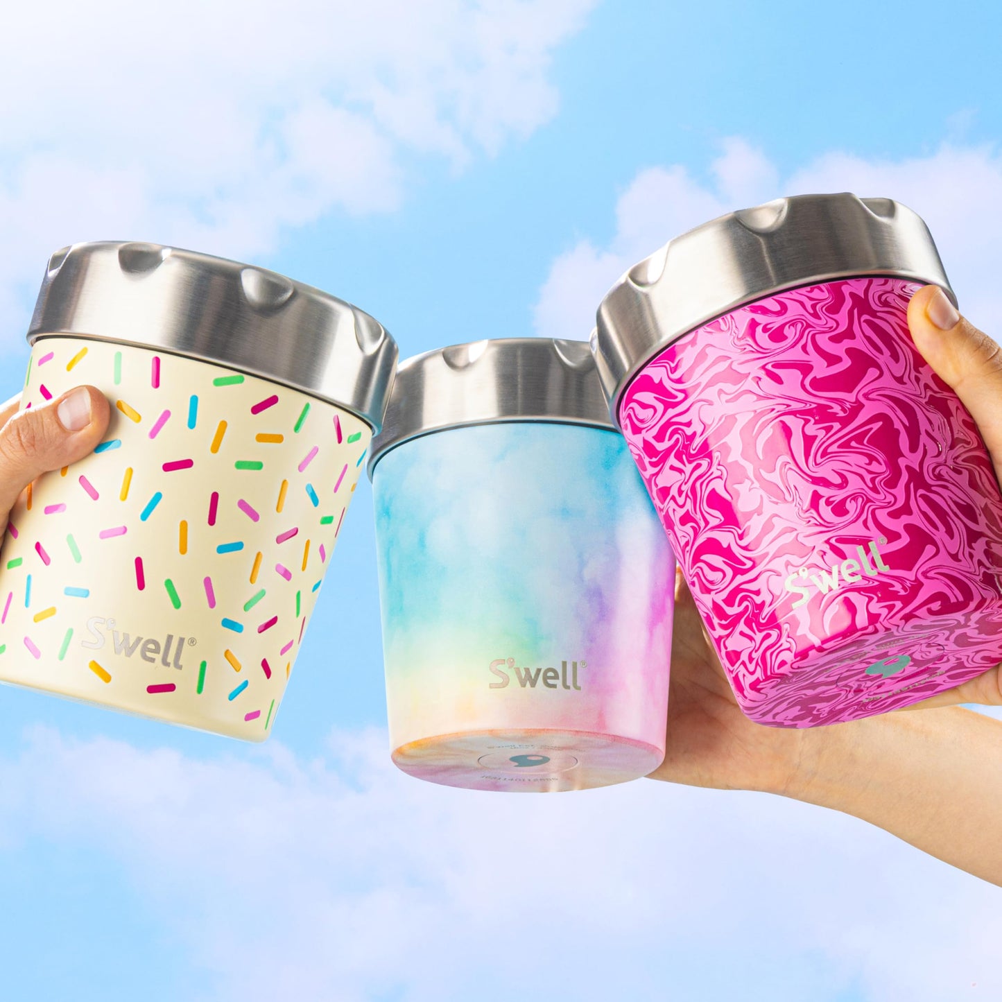 S'well Stainless Steel Ice Cream Chiller, 16oz, Sweet Sprinkle, Triple Layered Vacuum Insulated Container Keeps Ice Cream Frozen For Up To Four Hours, BPA Free