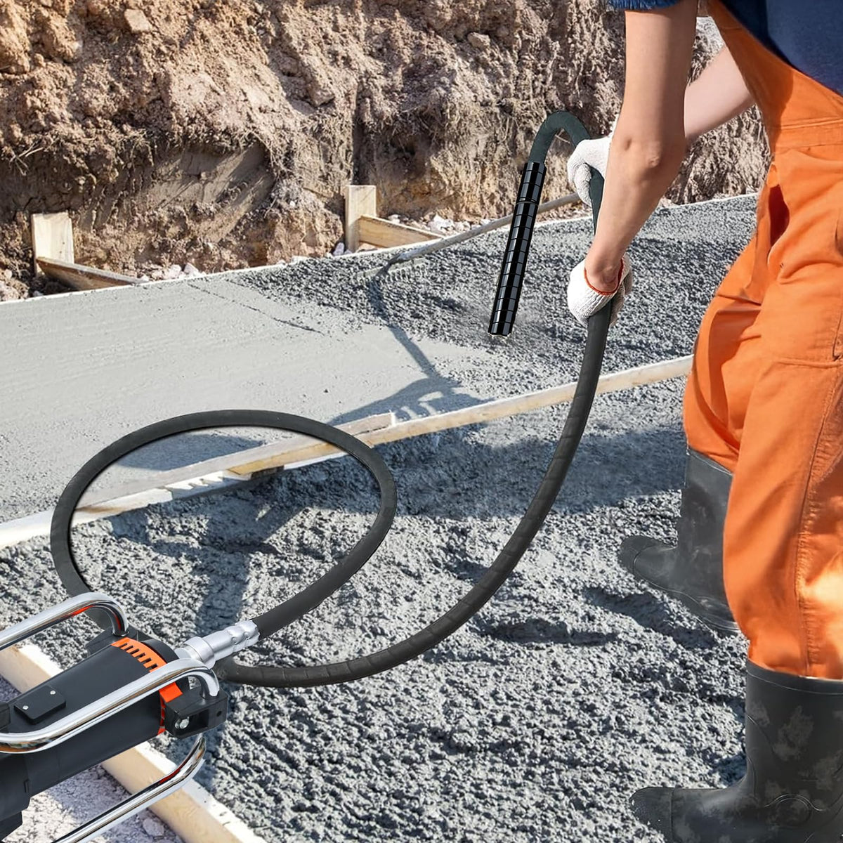 18FT Electric Vibrator Concrete Handheld,2HP 1700W 18000RPM Powerful Copper Motor Construction Insertion Cement Vibrator Remove Air Bubble,Mix Concrete with Flexible Shaft Long working area