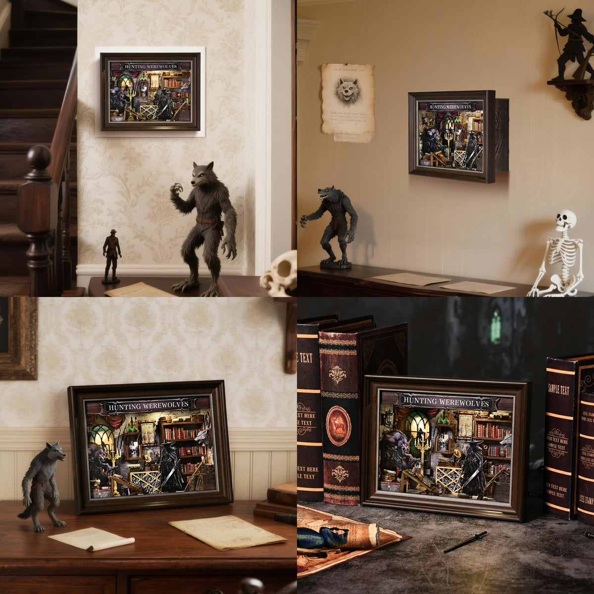 ETKVR Book Nook Kit, DIY 3D Wooden Puzzle Miniature House Kit, Simple Bookend Picture Frame Booknook