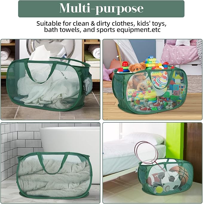 Sturdy Mesh Pop Up Laundry Hamper, Collapsible Laundry Baskets