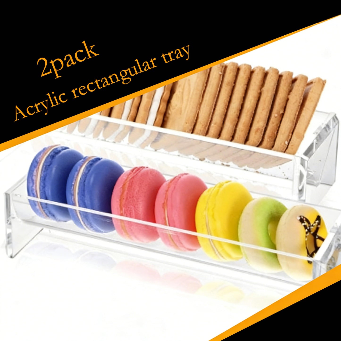 AcrylicTrays 2-Piece Cracker Trays, Rectangular Display Trays Versatile Clear Cracker, Home Kitchen and Elegant Entertaining