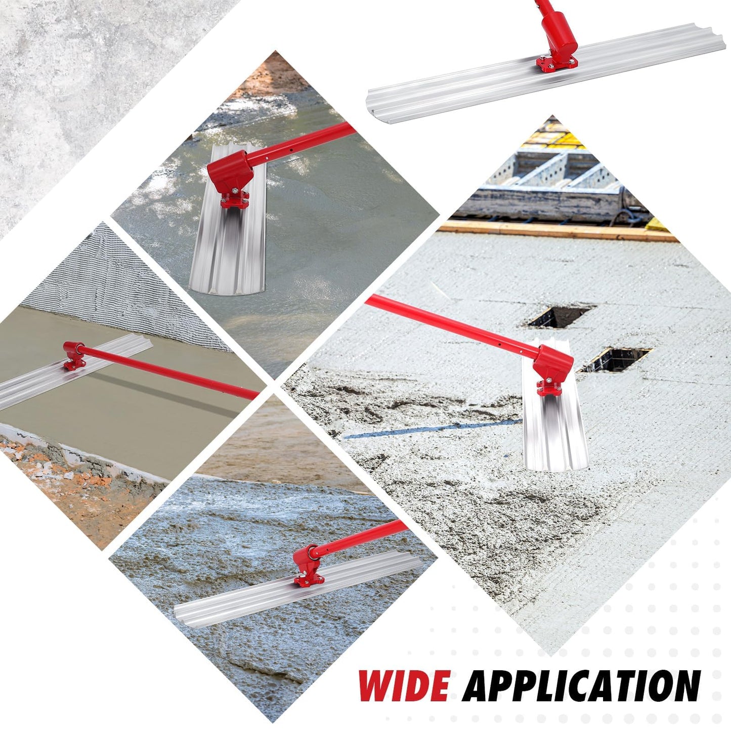 GarveeTech Bull Float Concrete Tools, 48x8" Square Edge Bull Floats Magnesium Blade Concrete Float with 47.2‘’ Extendable Handles x 4, Concrete Bull Float Tools Kit for Concrete Finishing